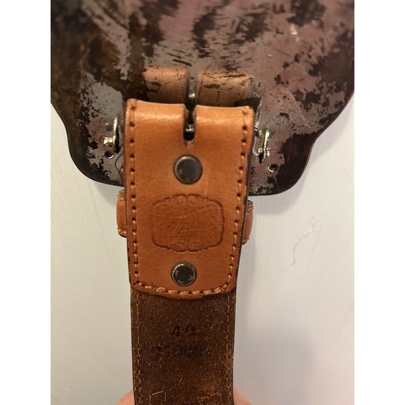 VTG Tony Lama 1 Inch Whipstitch Honey Leather Belt Champion Header Buckle Concho - Picture 6 of 8